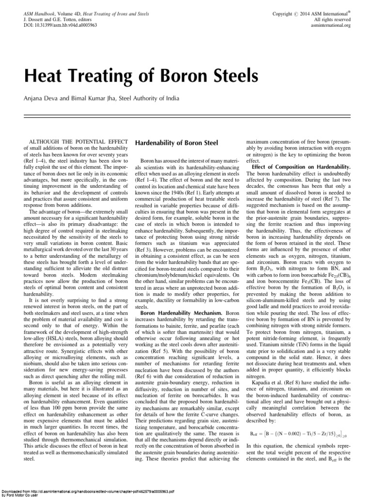 Heat Treating of Boron Steels PDF Steel Heat Treating