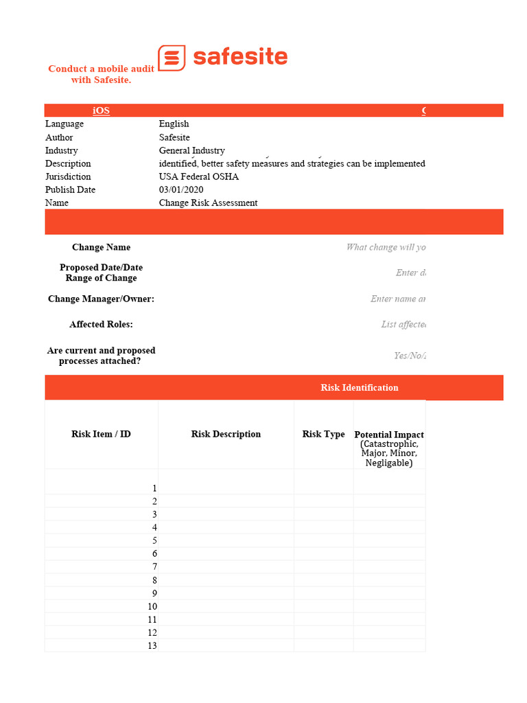 Change Risk Assessment Guide | PDF | Risk | Risk Assessment