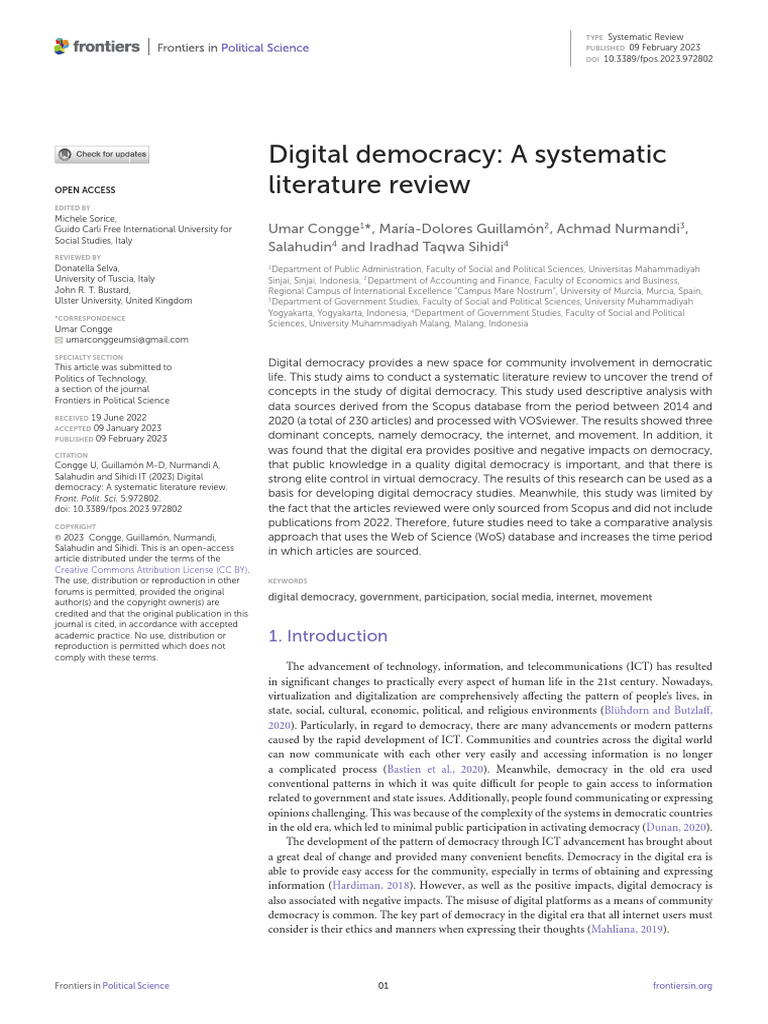 Digital Democracy A Systematic Literature Review | PDF | Social Media ...