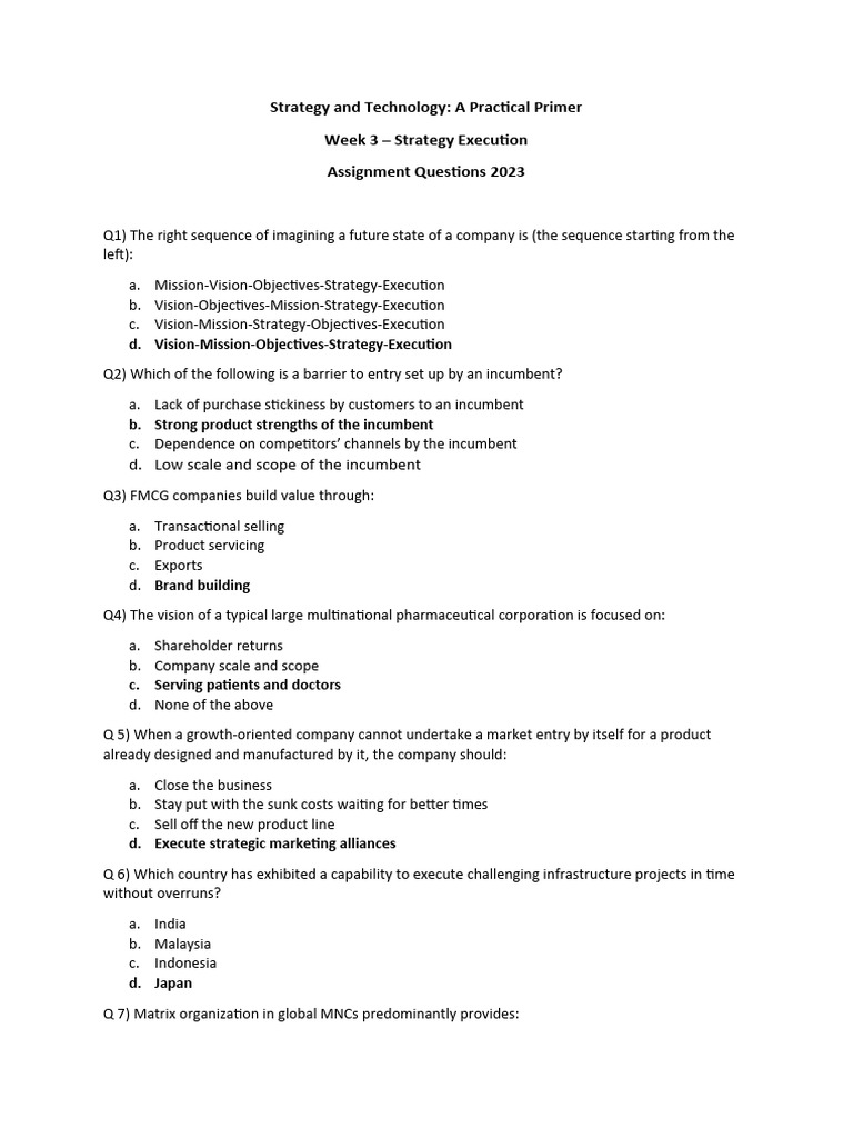 Strategy and technology a practical primer week 3 strategy execution