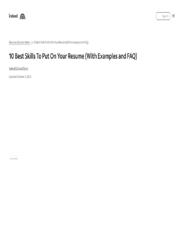 10 Best Skills To Put On Your Resume (With Examples and FAQ) - Indeed | PDF