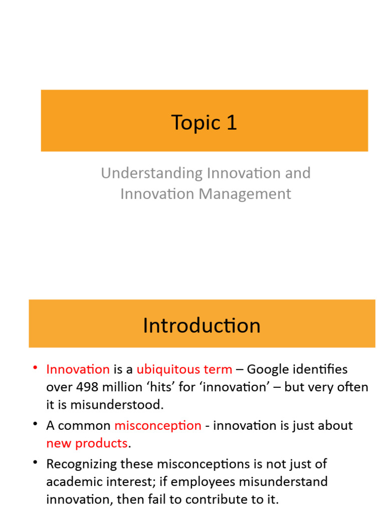 Topic 1 - Understand Innovation and Its Importance | PDF | Innovation ...