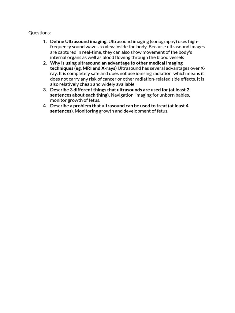 Ultrasound Questions | PDF