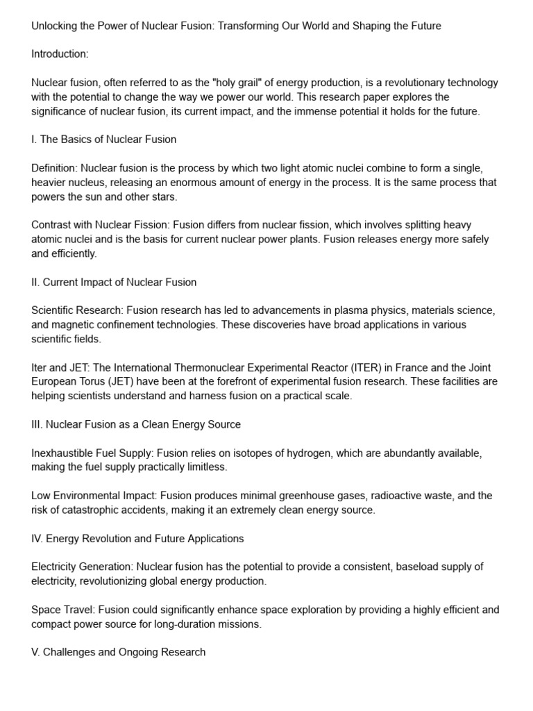 Nuclear Fusion Future | PDF | Fusion Power | Nuclear Fusion
