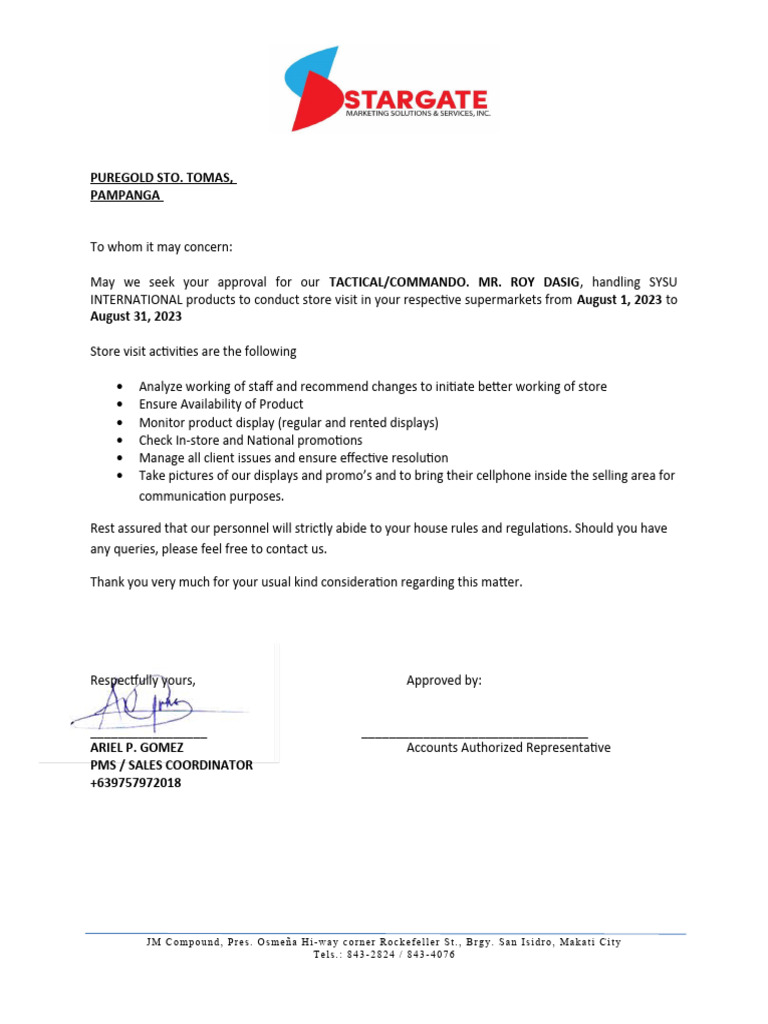 Store Visit Approval Request for August | PDF | Business