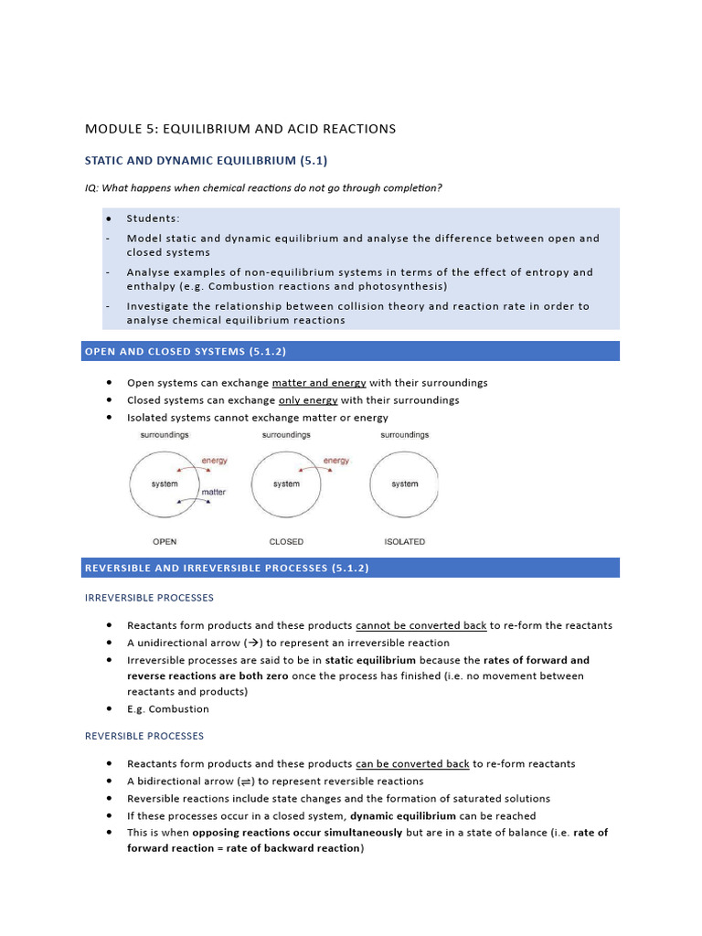 Equilibrium and Acid Reactions Notes | PDF | Solvation | Chemical ...
