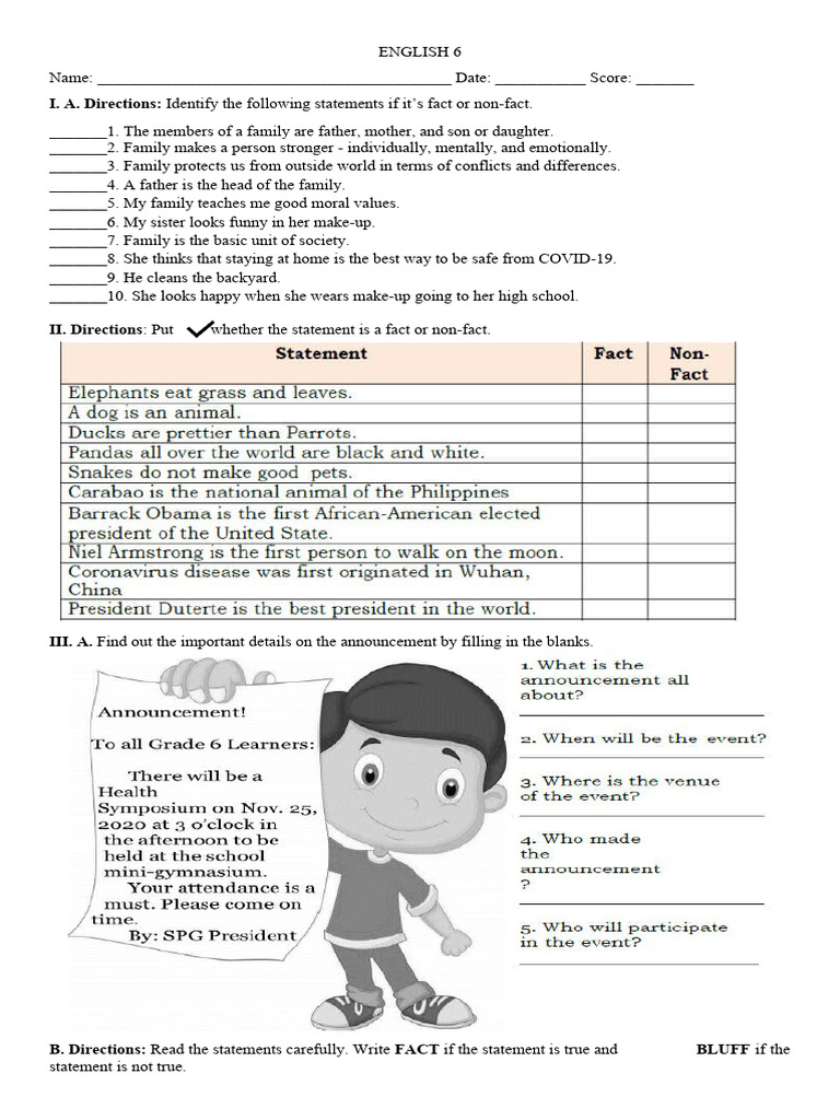 Family and Health Fact Assessment | PDF