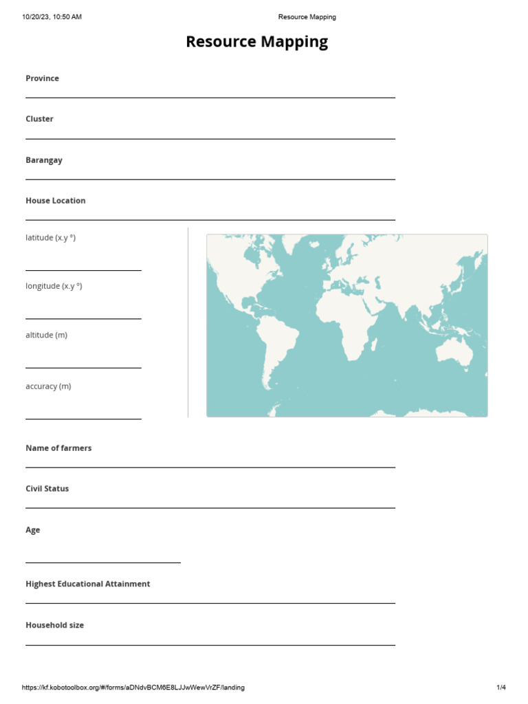 Resource Mapping Kobotoolbox Pdf Farms Economies
