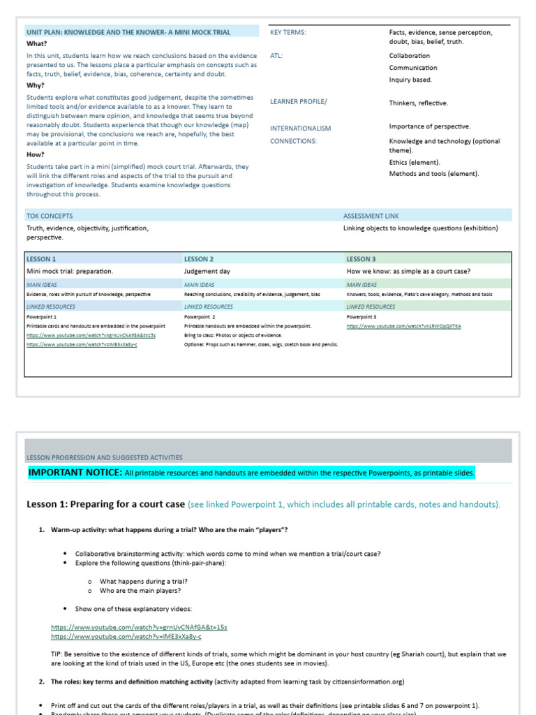 Tokknow Unit Lesson Plan 1 | PDF