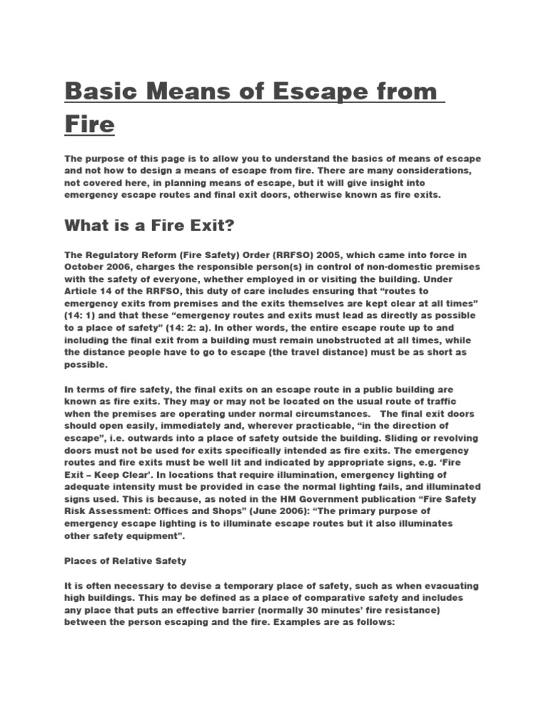 Basic Means of Escape From Fire PDF Stairs Safety