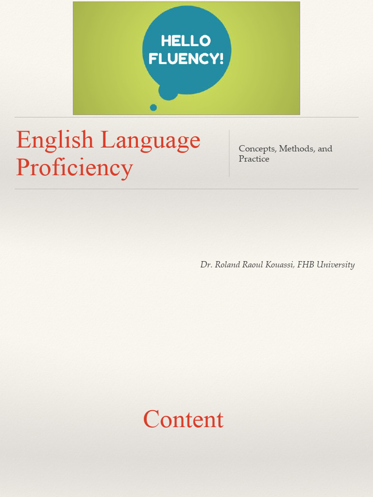 English Proficiency Course Overview | PDF | Speech | Psycholinguistics