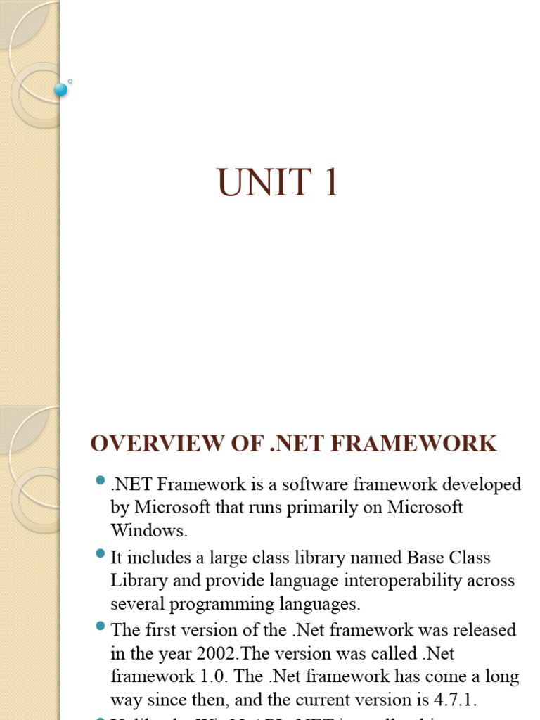 Unit 1 | PDF | .Net Framework | Integer (Computer Science)