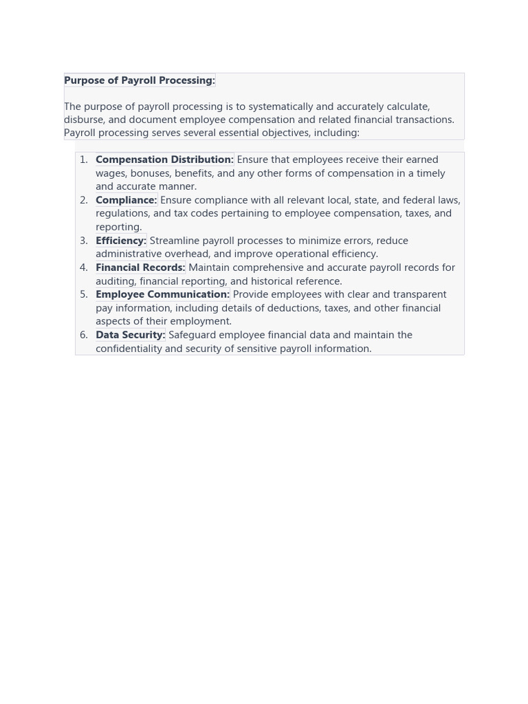 Payroll Processing PDF Payroll Processing PDF