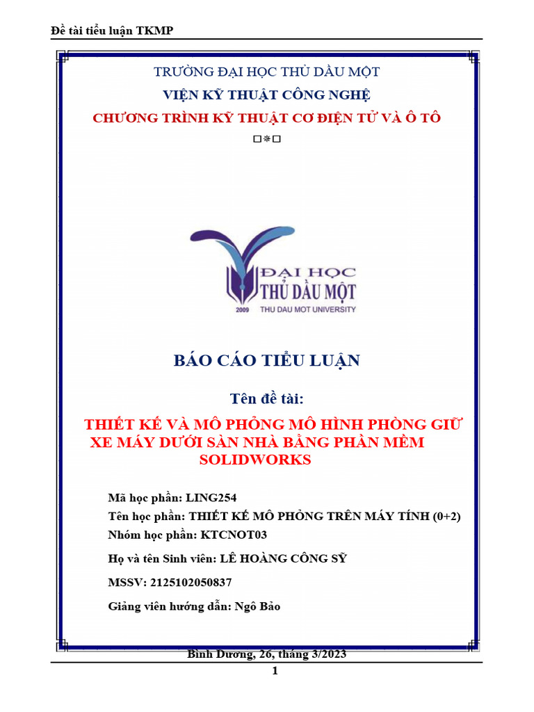 Tiểu Luận Cuối Kì Tkmp | PDF
