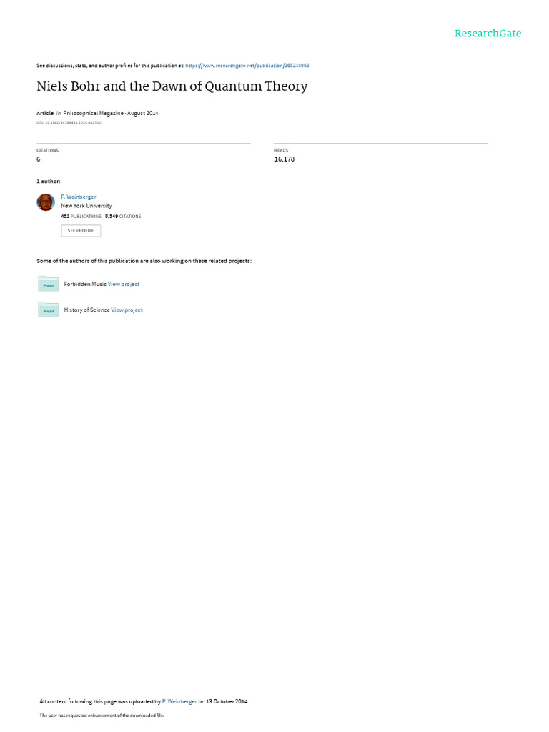 NIELS BOHR ON QUANTUM MECHANICS intelligence overview