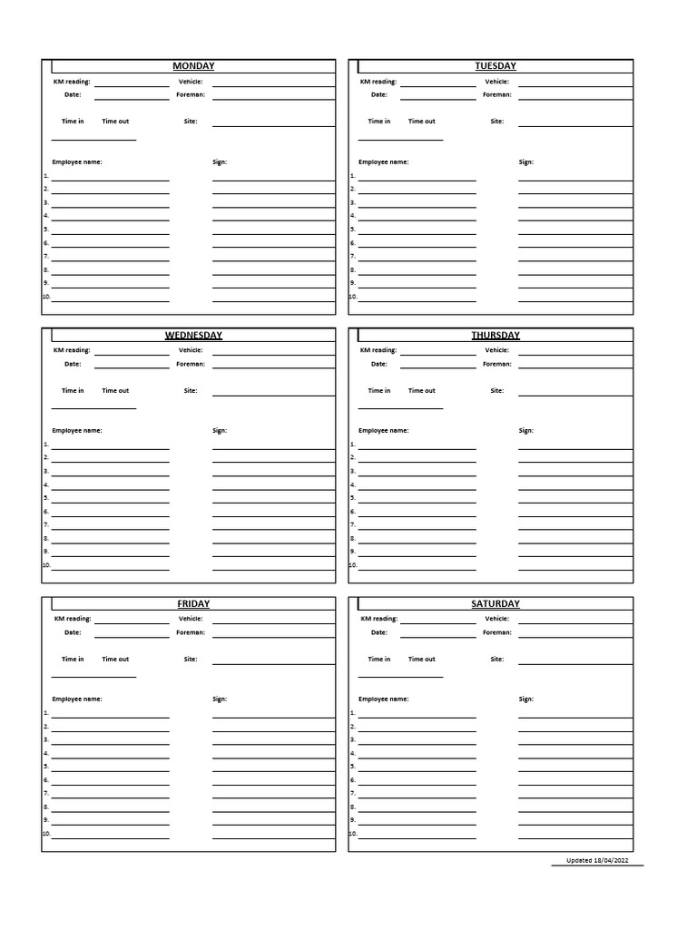 Timesheets pdf