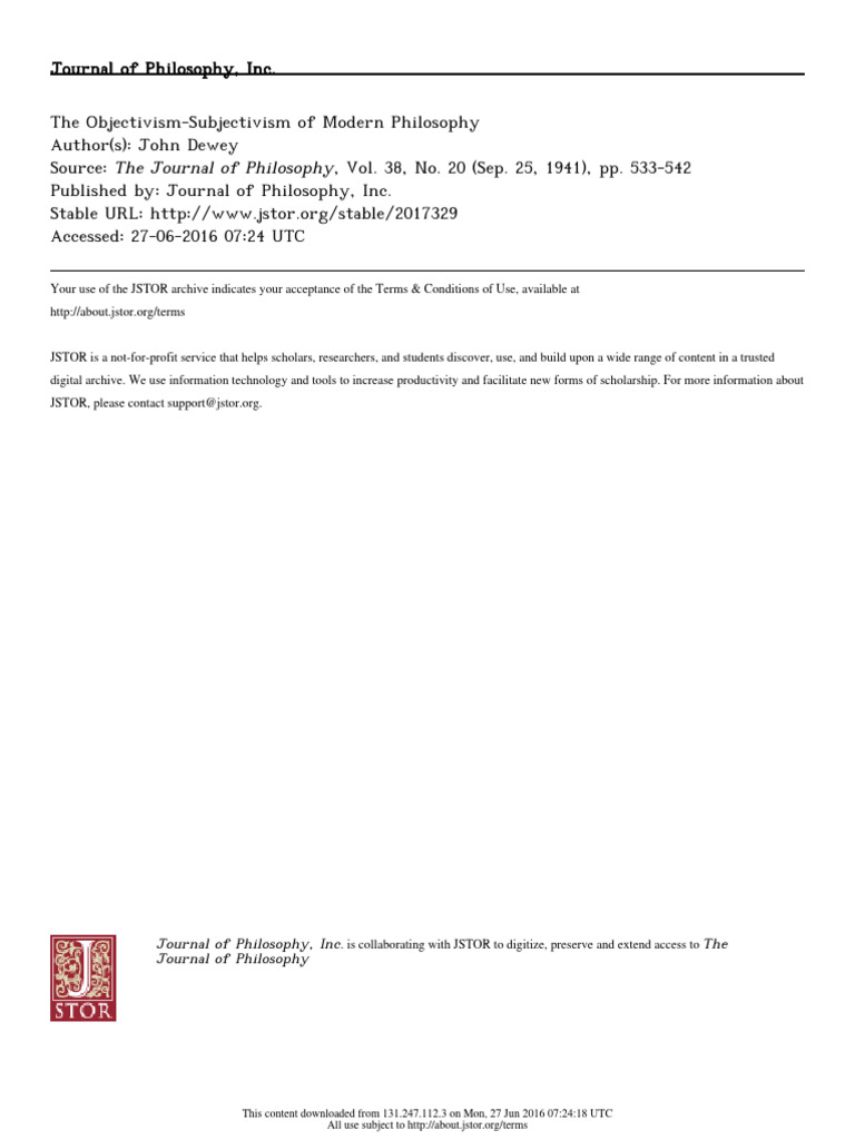 Dewey objectivism and subjectivism pdf experience causality