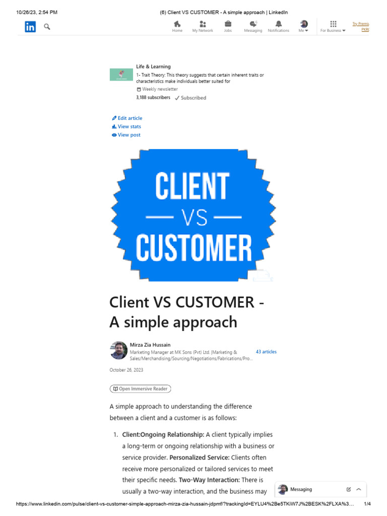 Client Vs CUSTOMER - A Simple Approach - LinkedIn | PDF | Finance ...