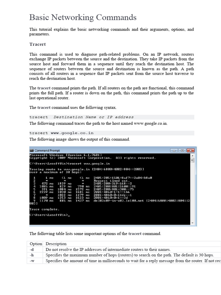 Basic Networking Commands | PDF | Ip Address | Domain Name System