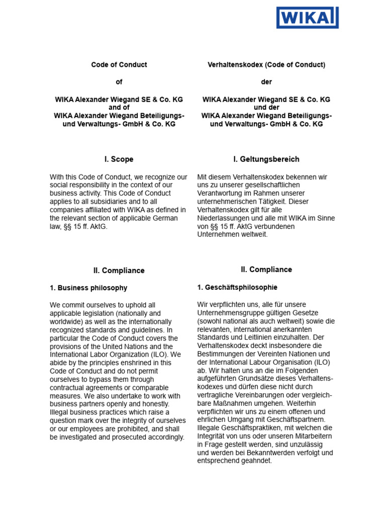 WIKA Group - Code of Conduct | PDF