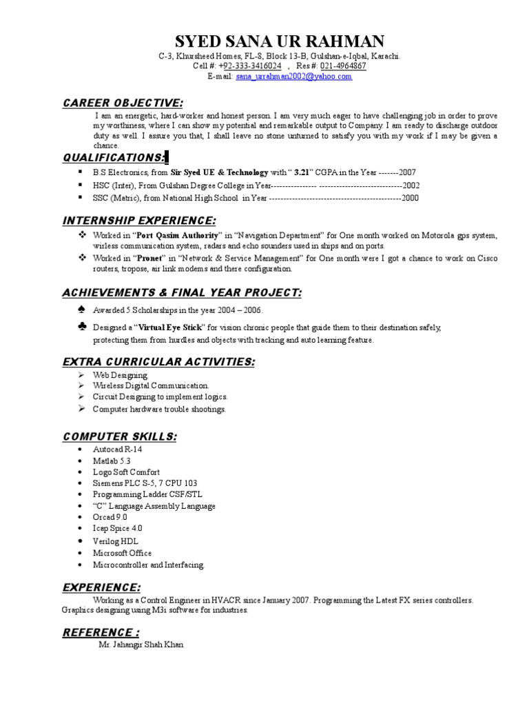 Syed Sanaurrahman CV | PDF