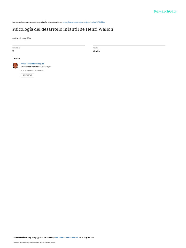 Psicologadeldesarrolloinfantilde Henri Wallon PDF Sicología Las