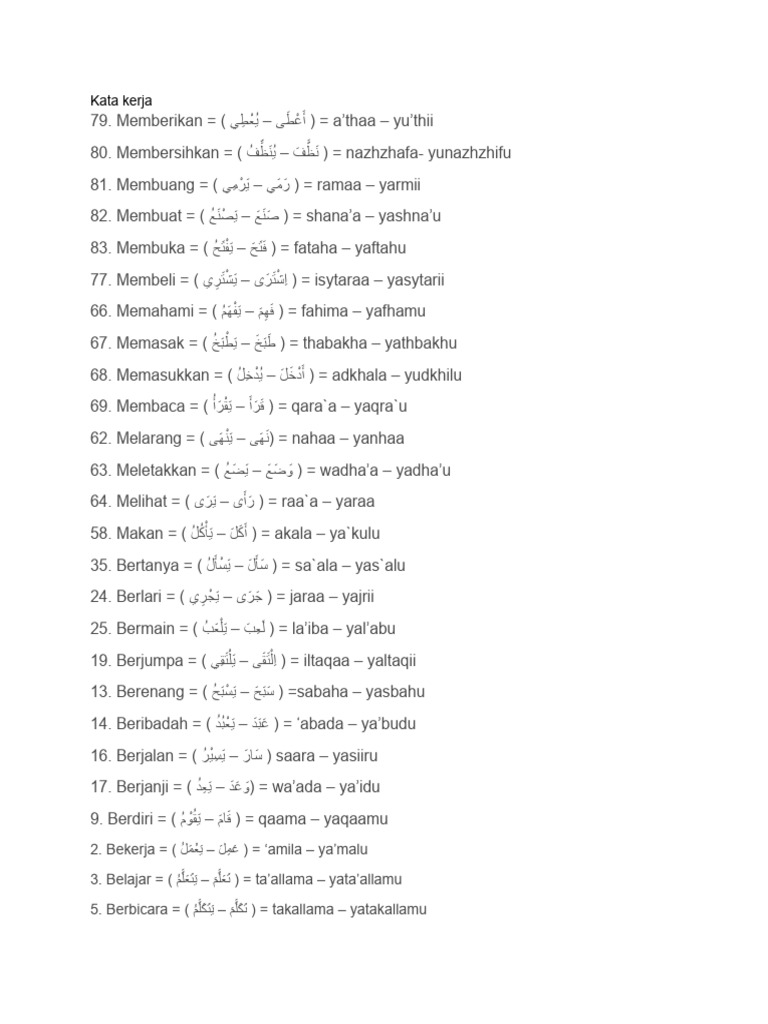 Bahasa Arab (Kata Kerja) | PDF