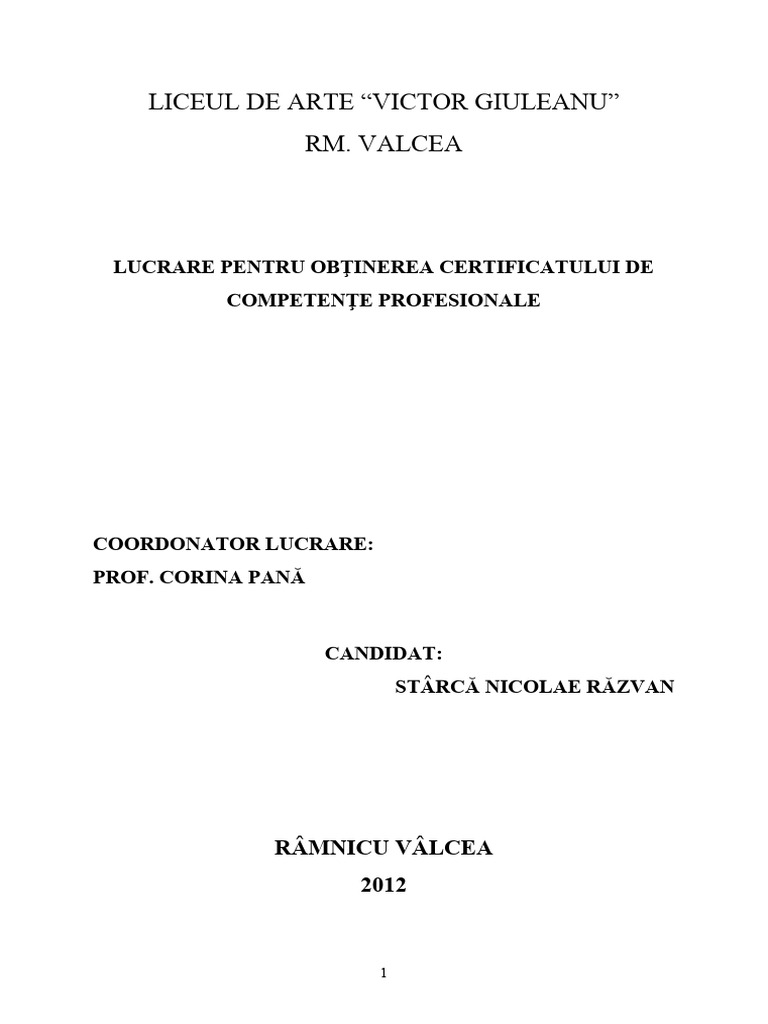 Romantismul in Muzica (Starca Nicoale) | PDF