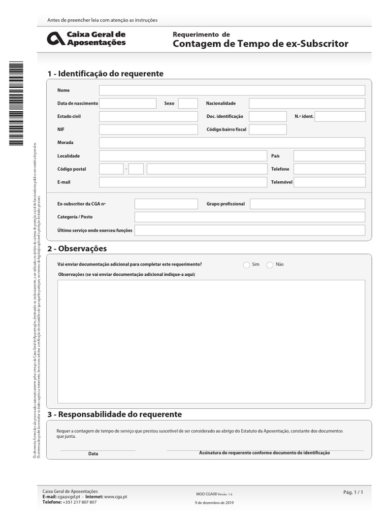 Requerimento de Contagem de Tempo CGA | PDF