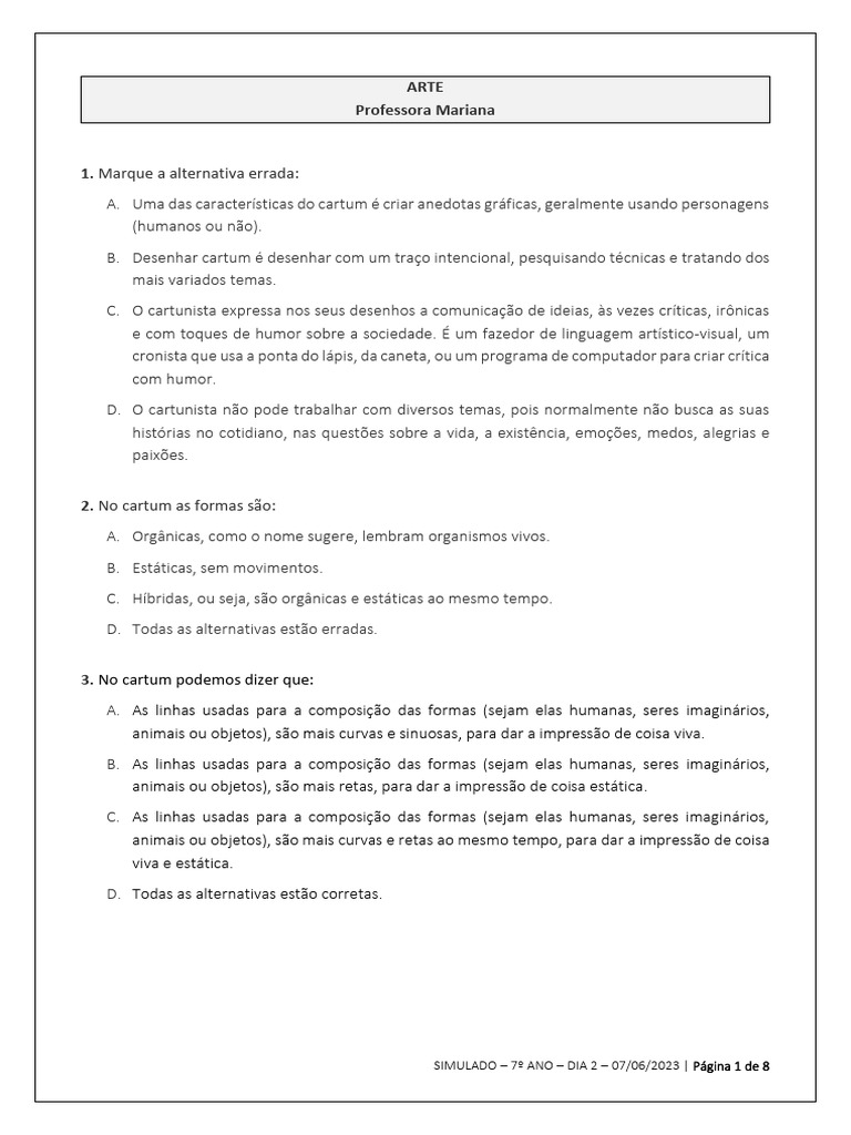 Simulado 7 Ano Dia2 Pdf