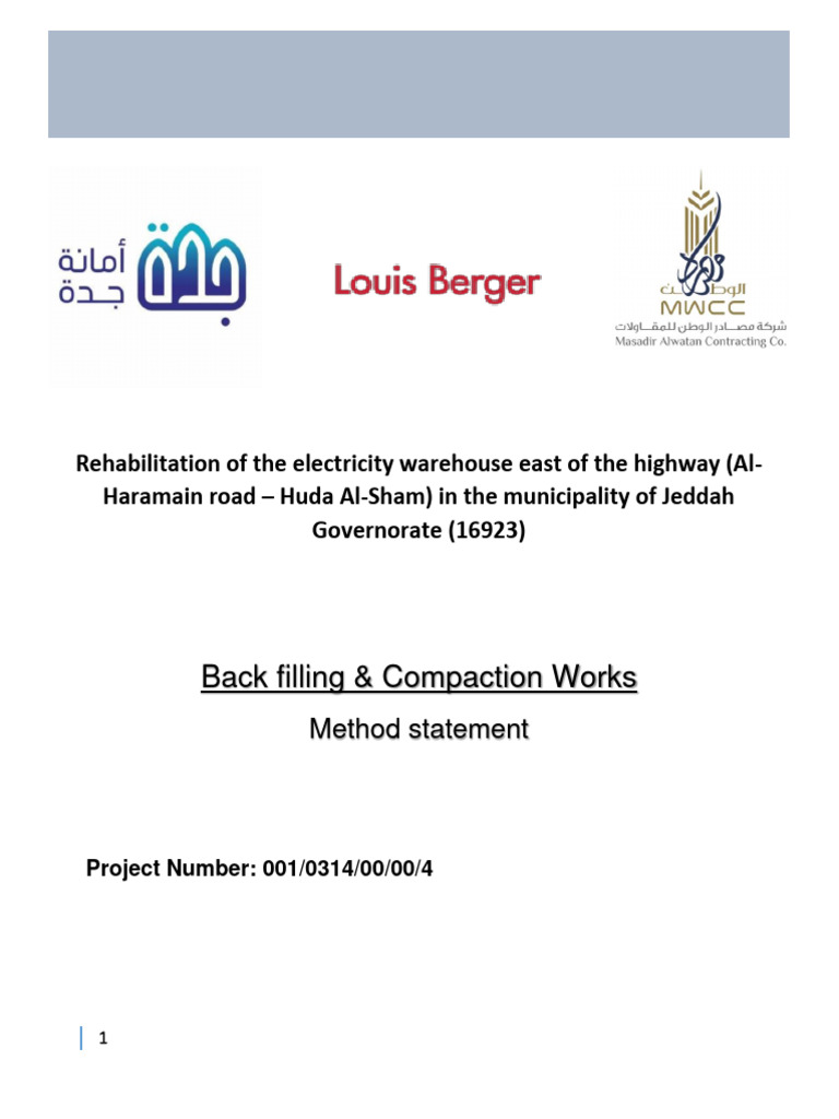 Method Statement For Backfilling & Compaction Works PDF