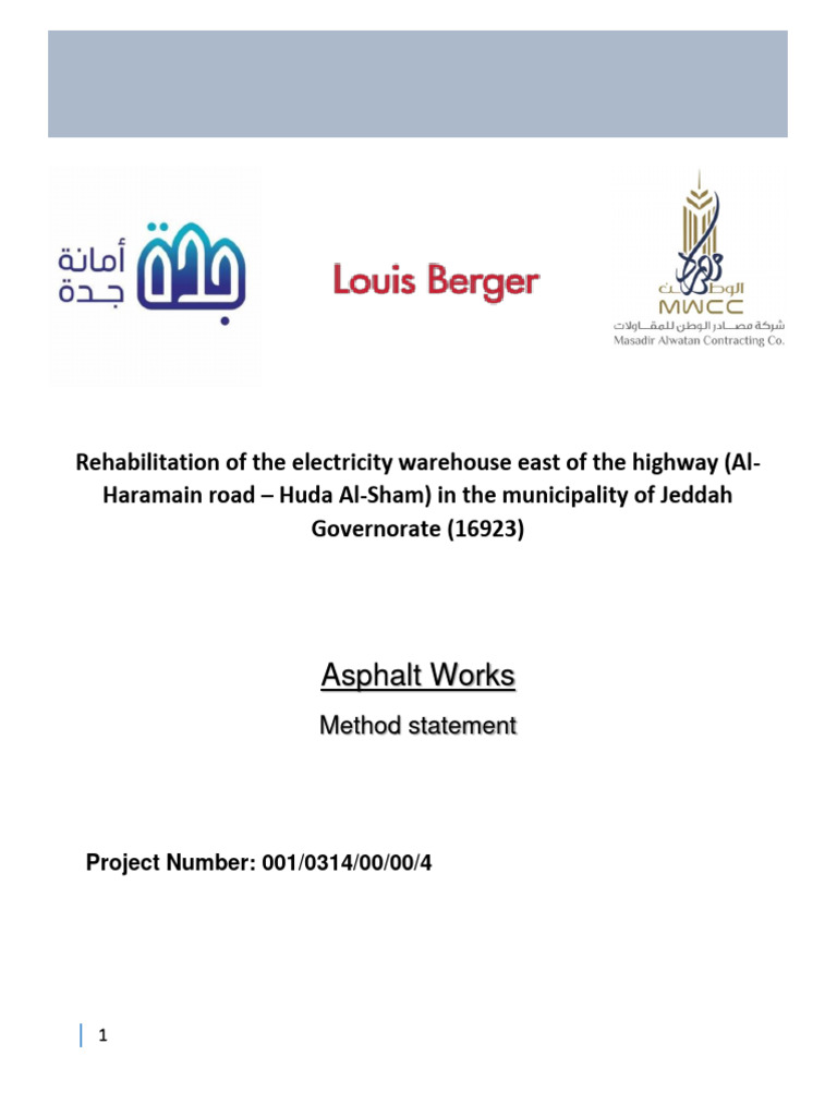 Asphalt Works Method Statement | PDF | Road Surface | Concrete