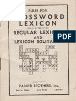 Crossword Lexicon Card Game Instruction Manual 1938