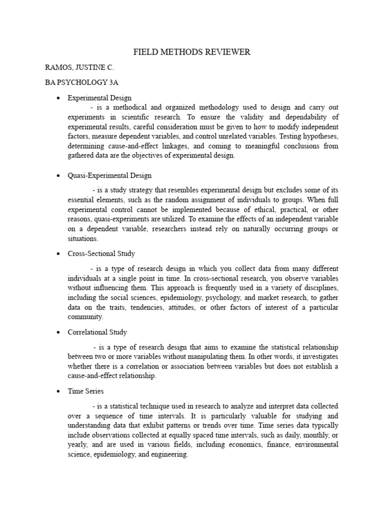 Field Methods Reviewer PDF