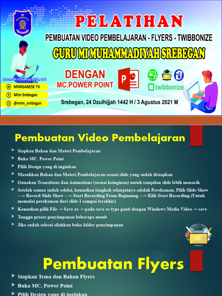 Pelatihan Pembuatan Video Pembelajaran, Flyer Dan Twibbonize | PDF ...