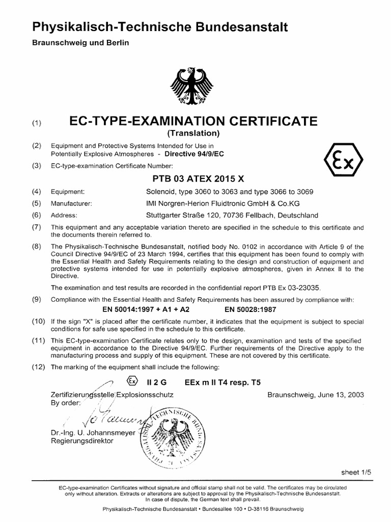 EC Type Examination Certificate PDF