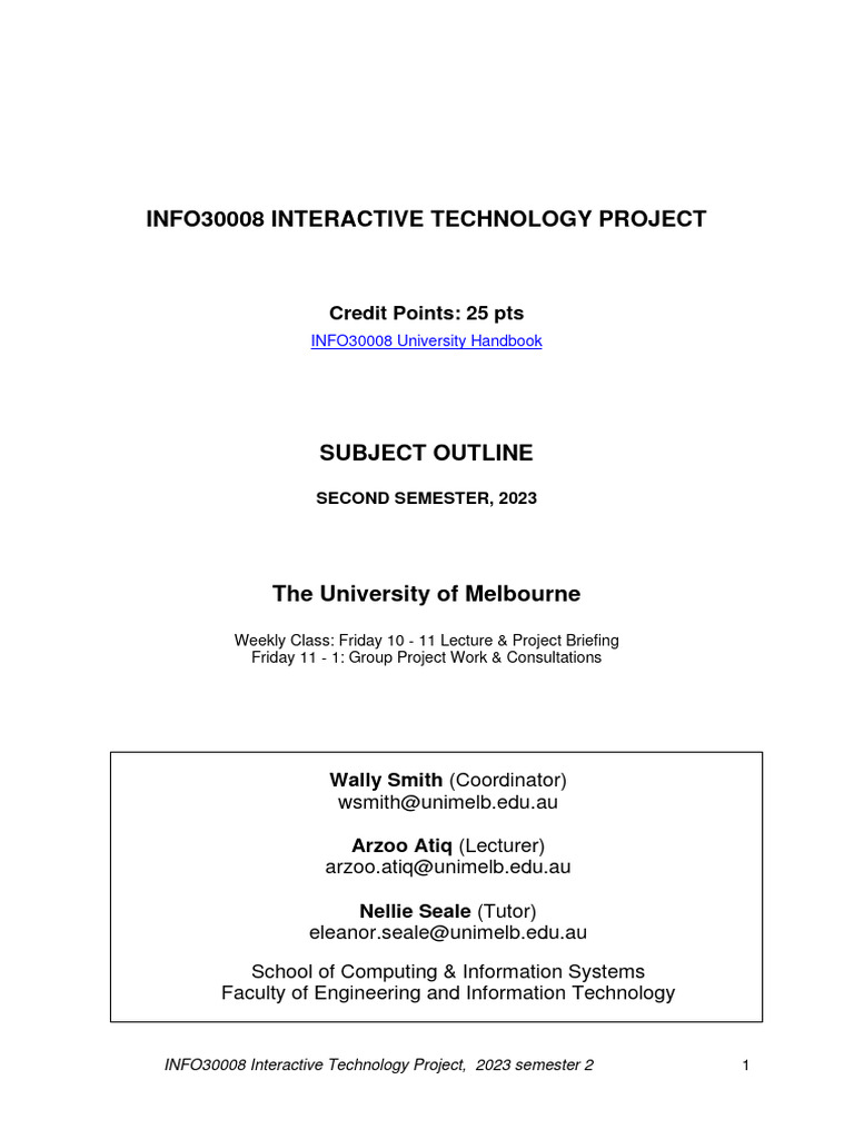 INFO30008 Interactive Tech Project Guide | PDF | Usability | Design ...