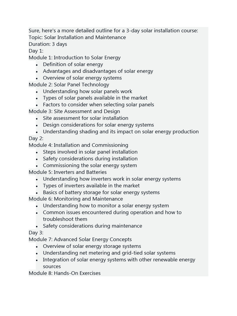 Solar Installation Course Pdf