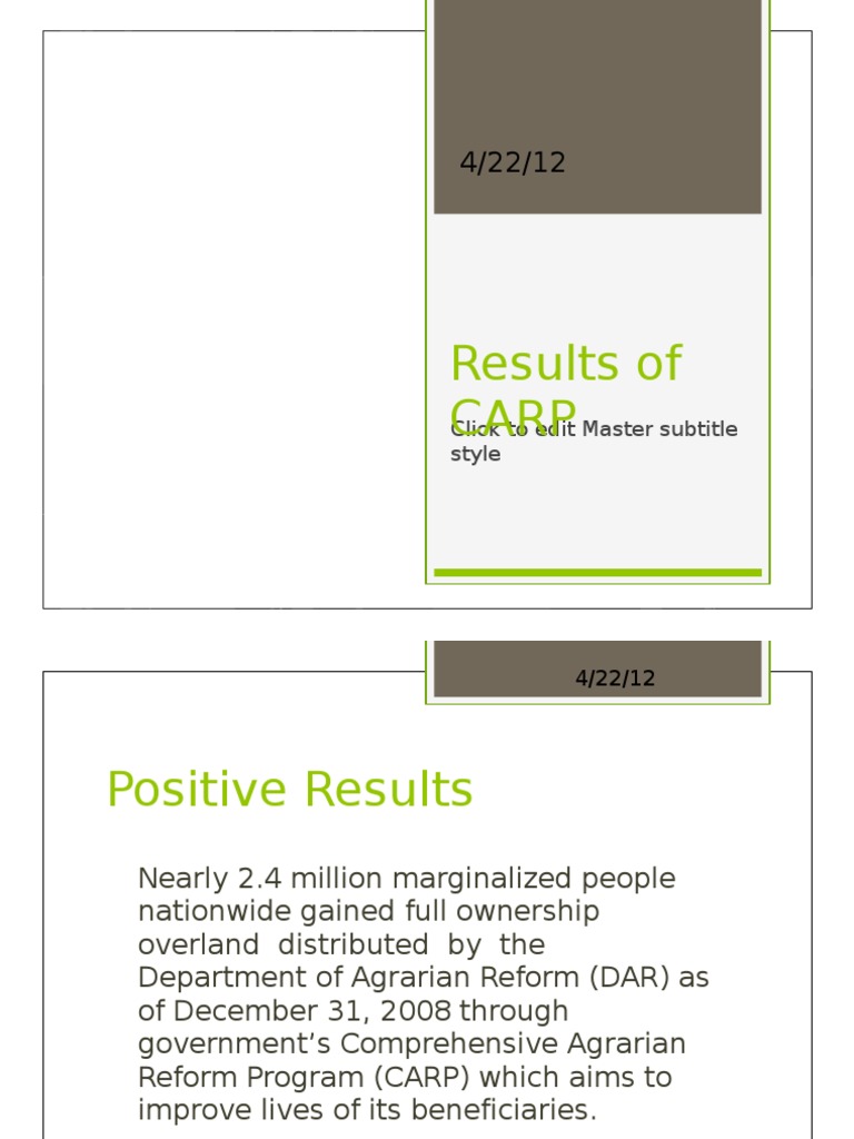 Results of CARP | PDF | Leasehold Estate | Land Management