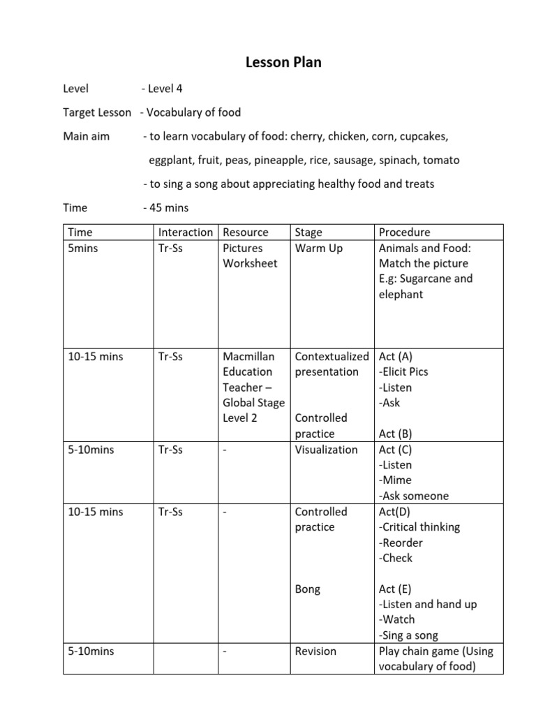 Lesson Plan Sample PDF