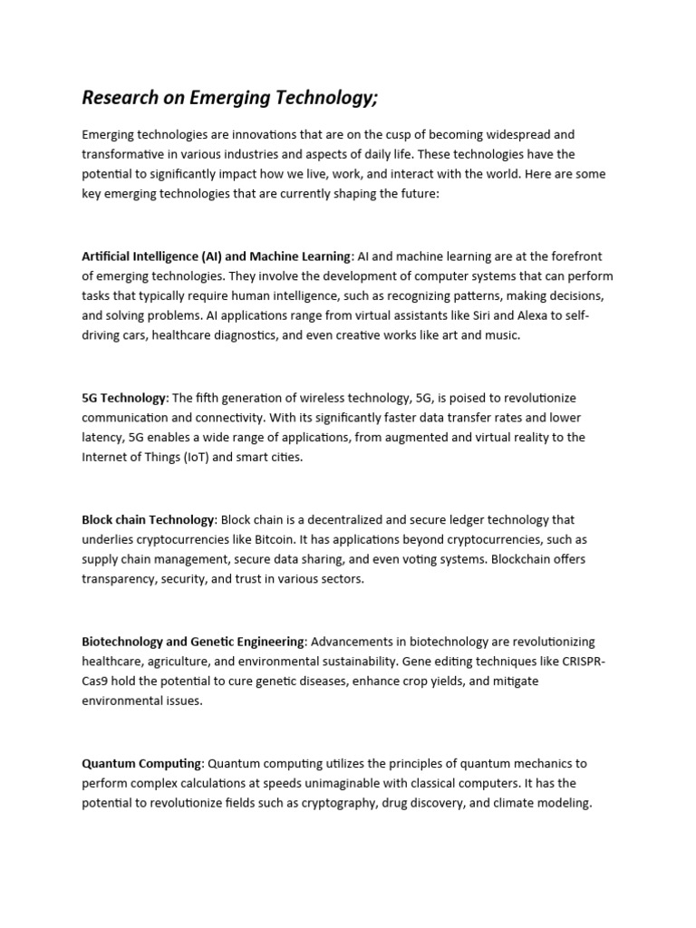 Research On Emerging Technology | PDF