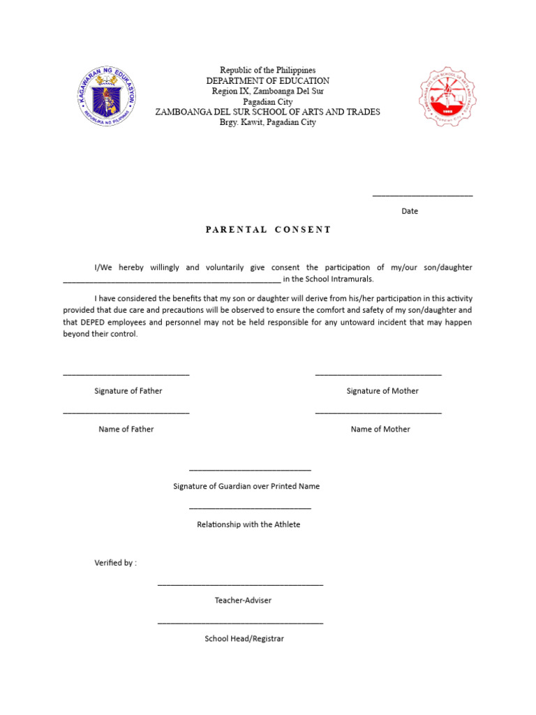 Parental Consent for Intramurals | PDF