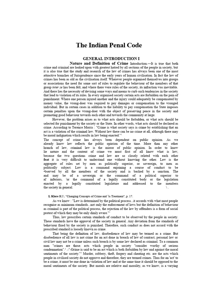 The Indian Penal Code PDF Crimes Crime & Violence