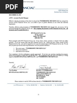 RTS Notice of Assignment