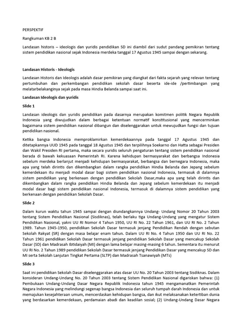 Landasan Pendidikan SD di Indonesia | PDF | Ilmu Sosial