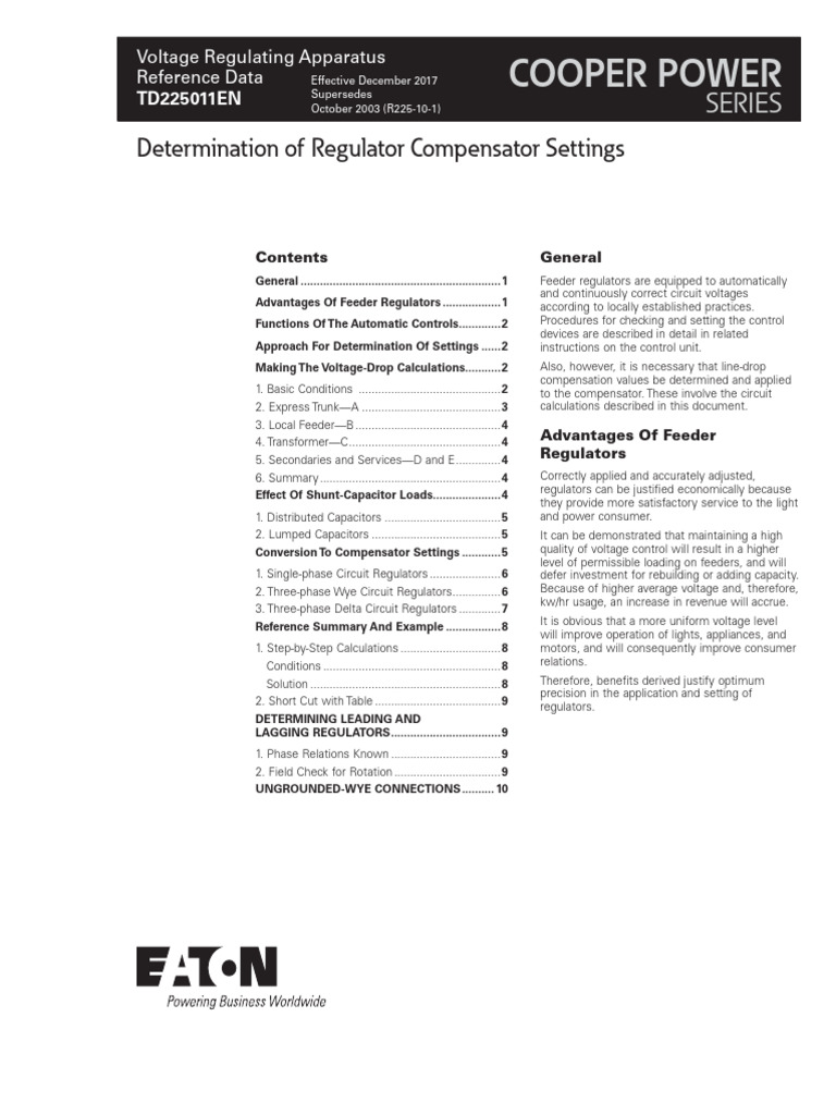 Voltage Regulator Compensation Settings Td225011en PDF