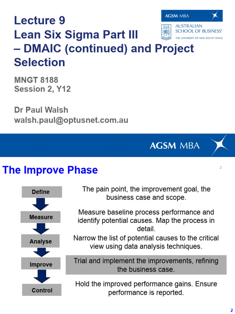 Lean Six Sigma DMAIC Project Guide | PDF | Six Sigma | Risk