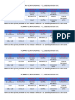 Horario de Nivelaciones y Clases Del Grado 501