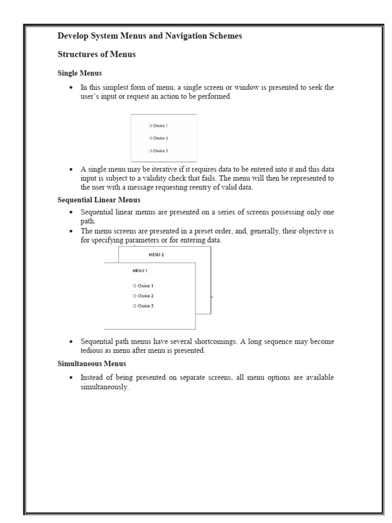 Menu Structures and Navigation Types | PDF | Menu (Computing) | Cursor ...