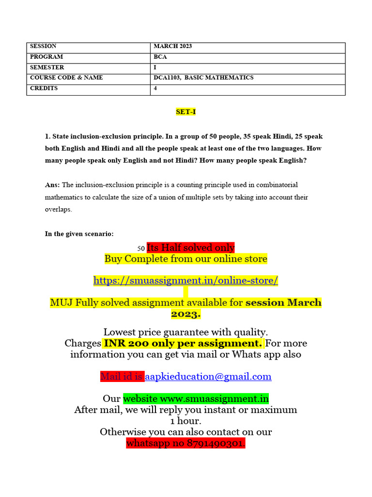 Dca1103 Basic Mathematics | PDF